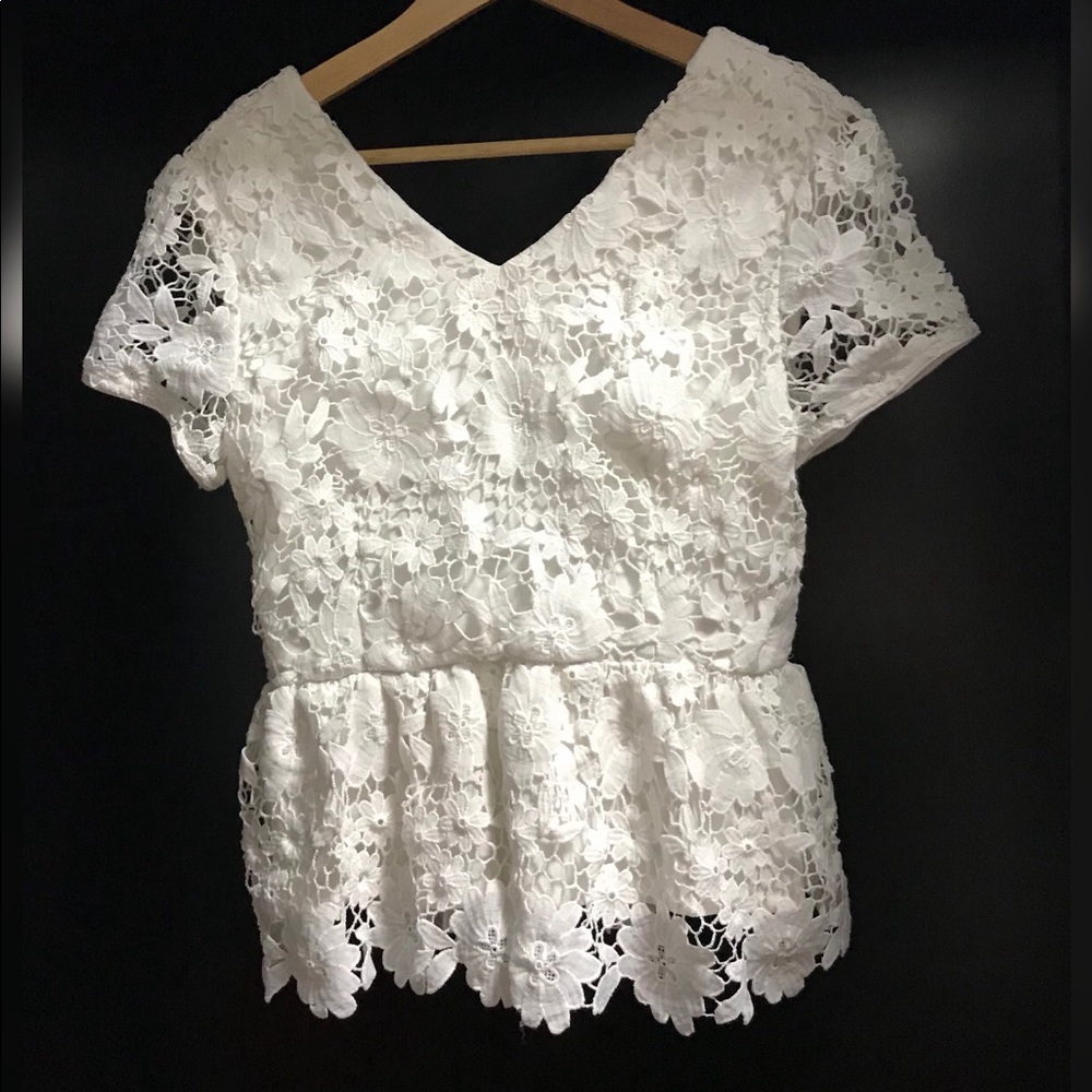BN White Lace Peplum party/date/work/casual Top